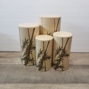 Vintage Nesting Canisters Bamboo Hand Painted